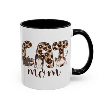 Cute Cat Mom Coffee Mug - Stylish Leopard Print Design (11, 15oz)