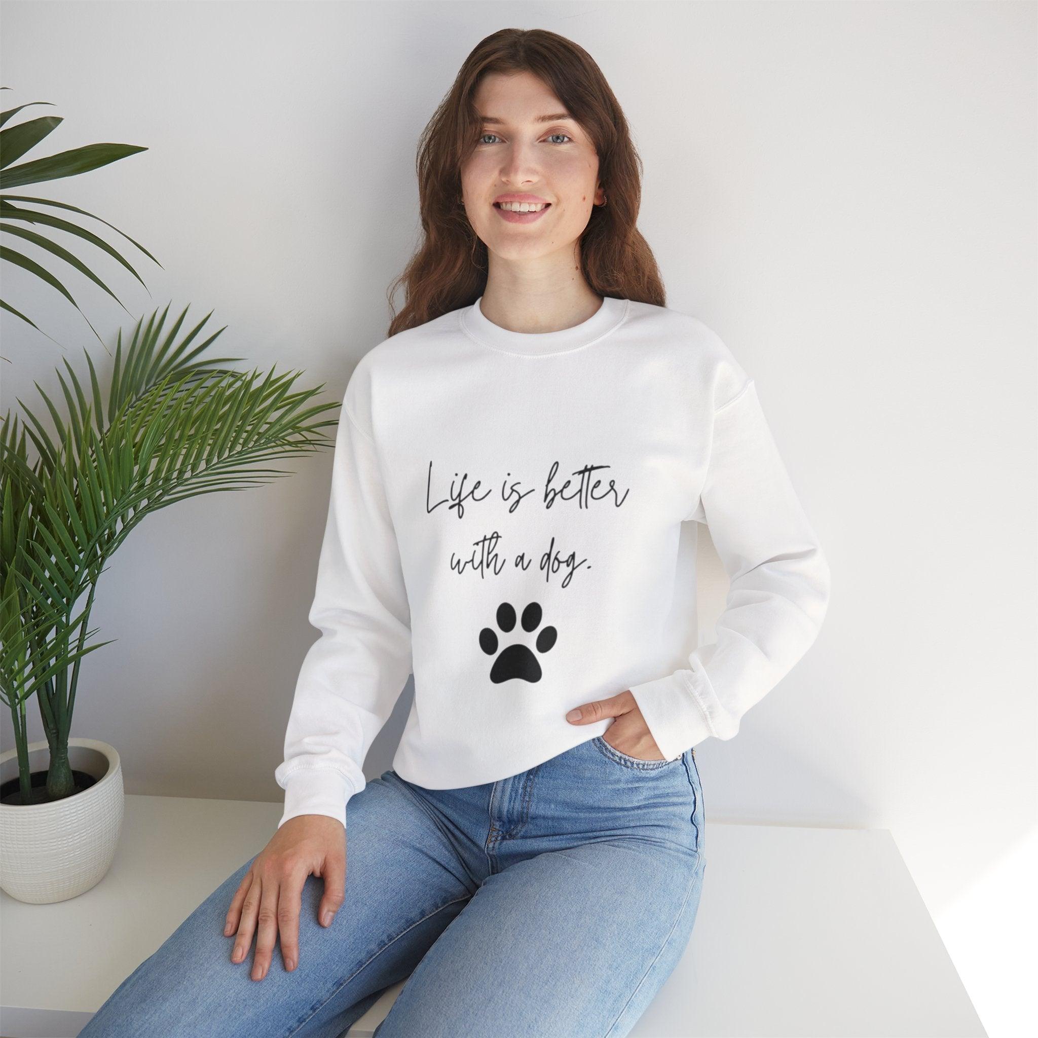 Unisex Dog Lover Crewneck Sweatshirt - "Life is Better with a Dog"