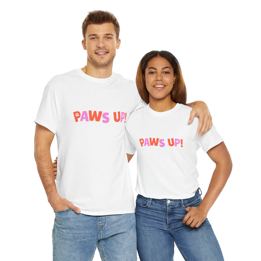 Paws Up Unisex Heavy Cotton Tee - Fun Pet Lover's T-Shirt