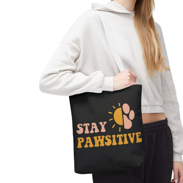 Stay Pawsitive Tote Bag for Pet Lovers | Eco-Friendly Shopping Companion