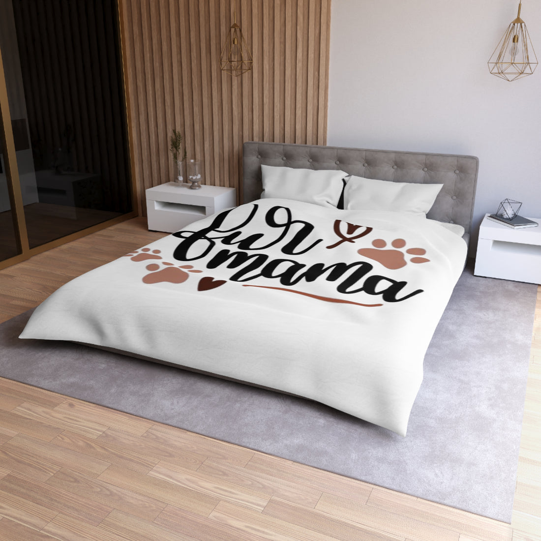 Fur Mama Microfiber Duvet Cover - Cozy Pet Lover Bedding