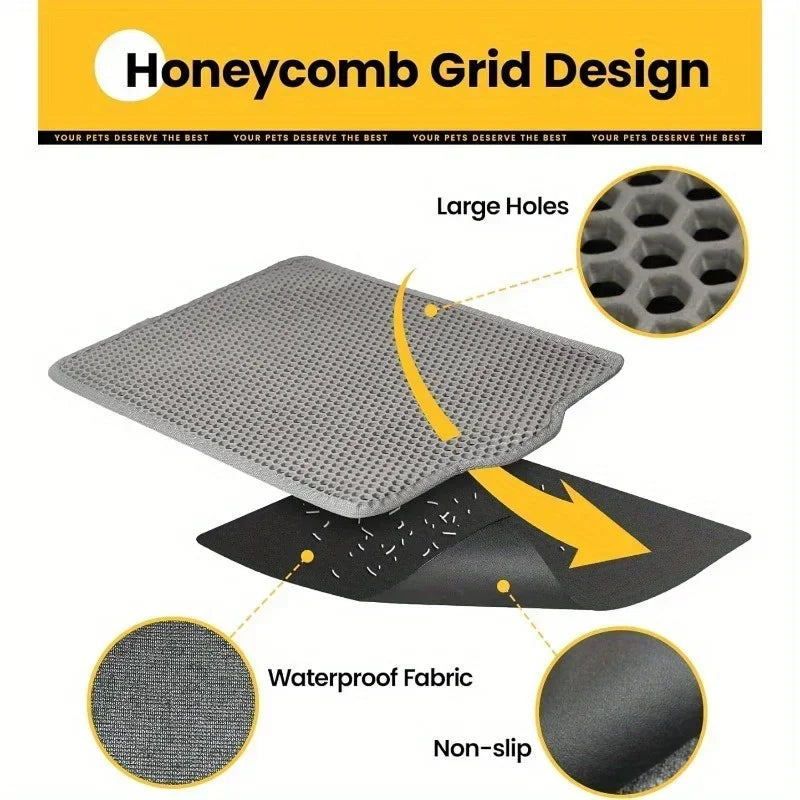 Waterproof Cat Litter Mat – Double-Layer Honeycomb, Non-Slip & Urine-Proof